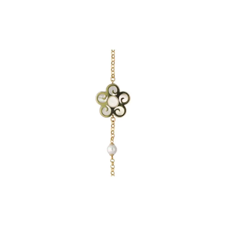 Pulseras Encadenadas | Majorica Pulsera Roxana Flor En Perla