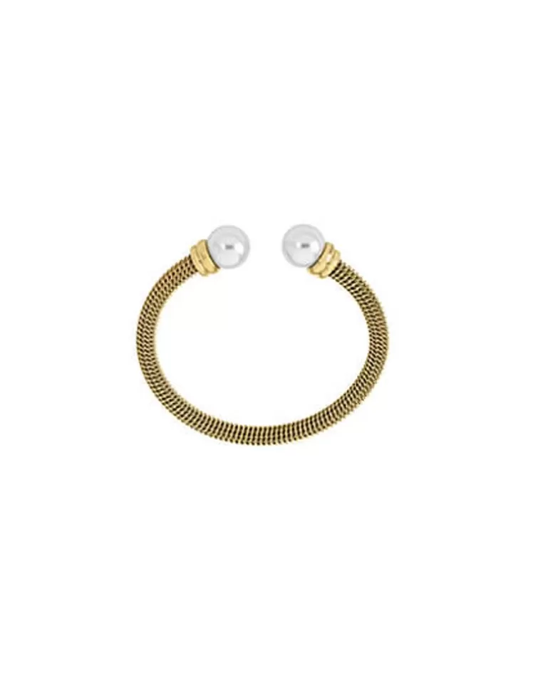 Brazaletes Rígidos | Majorica Pulsera Tender Bano Dorado Perla Blanca