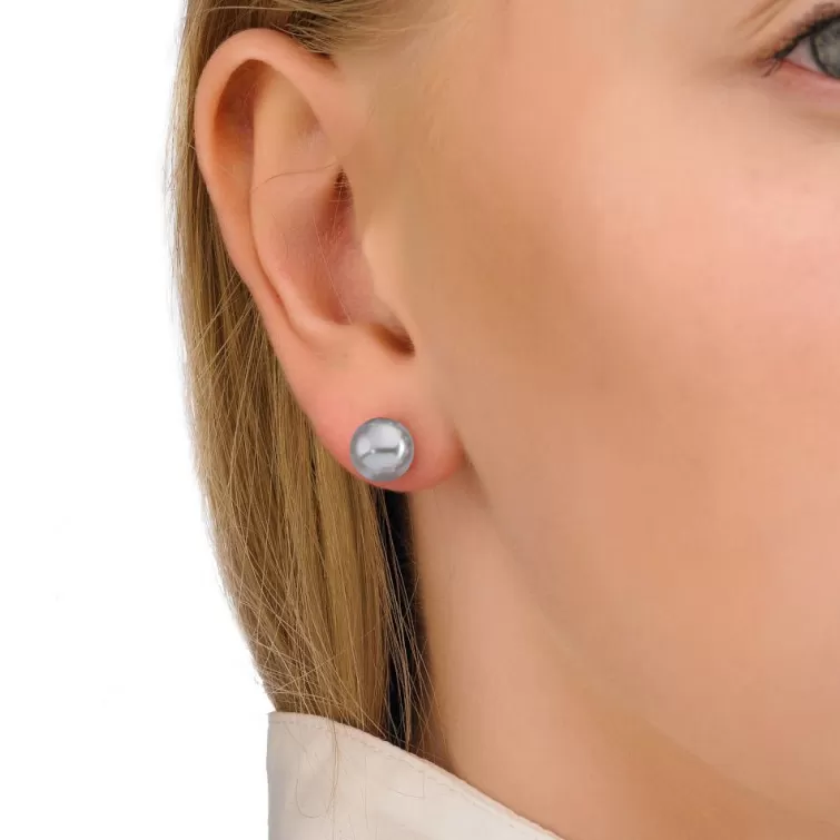 Pendientes De Botón | Majorica Set De Pendientes De Perlas Lyra 8 Mm Rose, Gris, Nuage